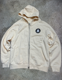 Oversized Fleece Zip-Up Hoodie - Cream